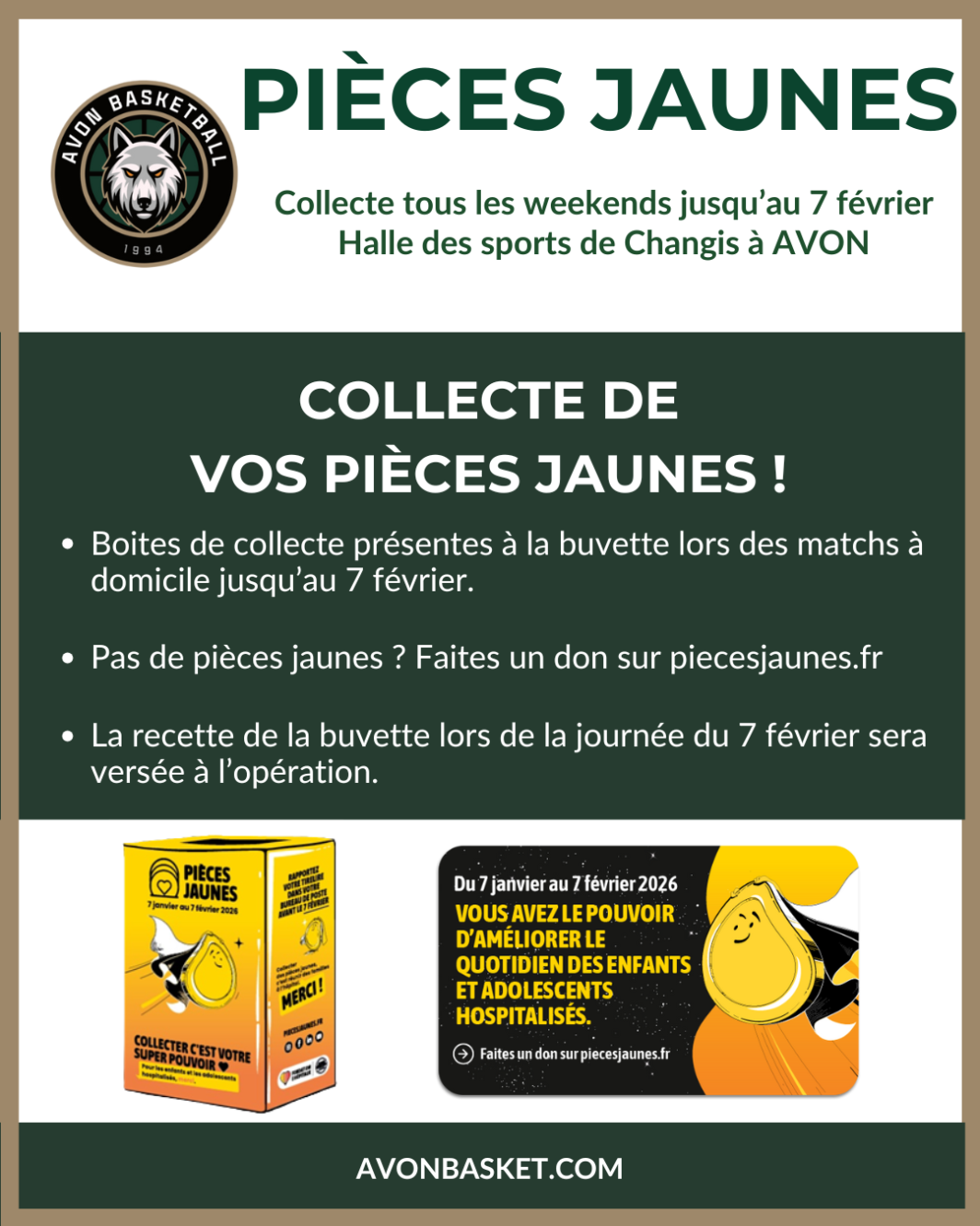 Opération "Pièces Jaunes" jusqu'au 7 février 2026
